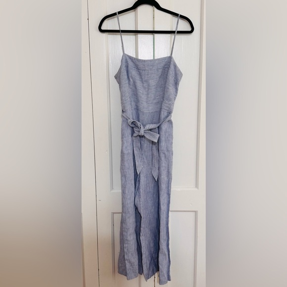 J.Crew Stripe Linen Tie Waist stripe Jumpsuit - Picture 5 of 9